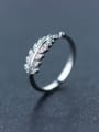 thumb S925 Silver Leaves Opening Ring With CZ 0
