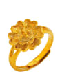 thumb Copper Alloy 24K Gold Plated Classical Flower Statement Ring 0