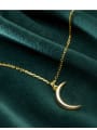 thumb 925 Sterling Silver With Gold Plated Simplistic Moon Necklaces 2