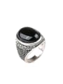 thumb Retro style Black Resin stone White Crystals Alloy Ring 2