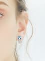 thumb Personalized Blue austrian Crystal Kitten Stud Earrings 1