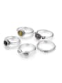 thumb Fashion Resin stones Antique Silver Plated Alloy Ring Set 0