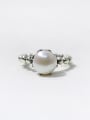 thumb Simple Artificial Pearl Tiny Beads-band Opening Silver Ring 2