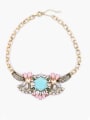 thumb Retro Style Flower-Shaped Gemstones Alloy Necklace 1