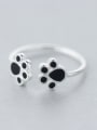 thumb S925 silver fashion cute black cat claw opening ring 0
