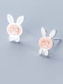 thumb 925 Sterling Silver With Platinum Plated Cute rabbit Stud Earrings 2