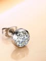 thumb All-match Platinum Plated Round Shaped Zircon Stud Earrings 2