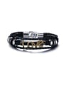 thumb All-match Monogrammed Shaped Artificial Leather Alloy Bracelet 0