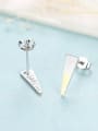 thumb 925 Sterling Silver With Glossy Simplistic Geometric Stud Earrings 3