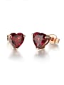 thumb Rose Gold Plated Heart-shaped Gemstone stud Earring 0