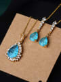 thumb Copper With Glass stone Classic Water Drop 2 Piece Jewelry Set 3