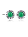 thumb 925 Sterling Silver With Turquoise Vintage Round Stud Earrings 2