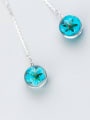 thumb Fresh Blue Round Shaped Crystal S925 Silver Drop Earrings 1