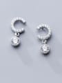 thumb 925 Sterling Silver With Platinum Plated Delicate Monogrammed Stud Earrings 0
