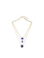 thumb Simple Multi- layer Blue Stones Alloy Necklace 0