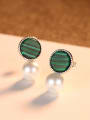 thumb 925 Sterling Silver With  Artificial Pearl Fashion Round Stud Earrings 3