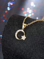 thumb Exquisite Gold Plated Moon Star Rhinestones Necklace 1