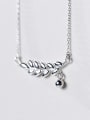 thumb Elegant Leaf Shaped Tiny Bead S925 Silver Necklace 0