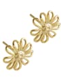 thumb 925 Sterling Silver With 14k Gold Plated Simplistic  Hollow Flower Stud Earrings 3