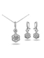 thumb Exquisite 18K White Gold plated Flower Shaped Zircon Two Pieces Jewelry Set 0