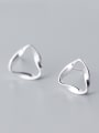 thumb 925 Sterling Silver With Glossy Simplistic Triangle Stud Earrings 2