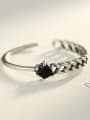 thumb Sterling Silver asymmetric black zircon free size rings 2