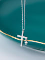 thumb 925 Sterling Silver With Platinum Plated Simplistic Cross Necklaces 1