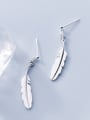 thumb 925 Sterling Silver With Silver Plated Trendy Feather Drop Earrings 1