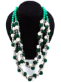 thumb Ethnic style Exaggerated Double Layers Pompon Imitation Pearls Necklace 1