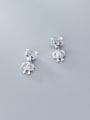 thumb 925 Sterling Silver With Platinum Plated Cute Bear Stud Earrings 0