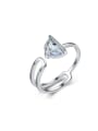 thumb Double Lines Triangle Zircon Opening Ring 0