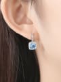 thumb 925 Sterling Silver With Platinum Plated Fashion Square Drop Earrings 1
