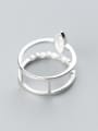 thumb Temperament Double Layer Design Oval S925 Silver Ring 1