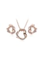 thumb Alloy Rose Gold Plated Fashion Austria Crystal Heart Two Pieces Jewelry Set 0