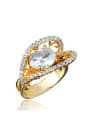 thumb Glittering 18K Gold Plated Geometric Shaped Zircon Ring 0