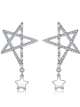 thumb Copper With Platinum Plated Simplistic five-pointed star Drop Earrings 0