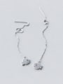 thumb Lovely Fish Shaped Tiny Rhinestone Silver Line Earrings 0