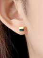 thumb 925 Sterling Silver With Acrylic  Simplistic Square Stud Earrings 1