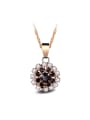 thumb Fashion Cubic Zirconias Flowery Pendant Copper Necklace 0