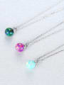 thumb 925 Sterling Silver With multicolor opal simple  Ball Necklaces 2