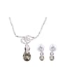 thumb 2018 Alloy White Gold Plated Fashion Artificial Stones Two Pieces Jewelry Set 0