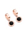 thumb Fashion Black Round Rose Gold Plated Titanium Earrings 0