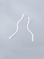 thumb 925 Sterling Silver With Platinum Plated Simplistic Fringe Threader Earrings 0