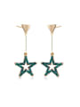 thumb Elegant Green Rhinestone Star Shaped Stud Earrings 0