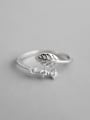 thumb 925 Sterling Silver With Cubic Zirconia Simplistic Leaf  Free Size Rings 3