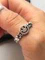 thumb 925 Sterling Silver With Antique Silver Plated  Round Smiley Face Free Size  Rings 1