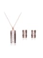 thumb Alloy Rose Gold Plated Fashion Artificial Crystal Arch-shaped Two Pieces Jewelry Set 0