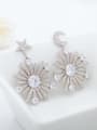 thumb Copper With Platinum Plated Exaggerated Stars moon sun flower Chandelier Earrings 1