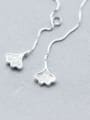 thumb Women All-match Leaf Shaped S925 Silver Line Earrings 0