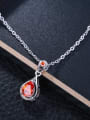 thumb Trendy Red Water Drop Shaped Glass Necklace 2